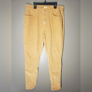 Levis 721 High Rise Skinny Tan Corduroy Pants Size 31 Stretch Button Fly